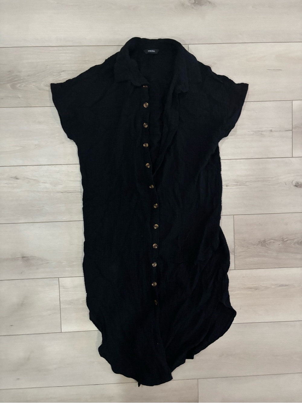Split Button Down Long Kimonos Cardigans Swimsuit Cover Up Black S-M - Picture 6 of 8